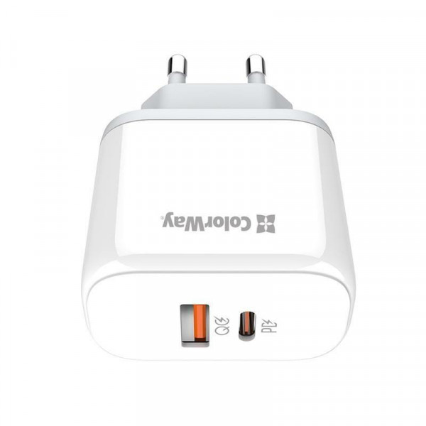 ColorWay Power Delivery Port PPS USB (Type-C PD + USB QC3.0) (45W) White (CW-CHS042PD-WT)