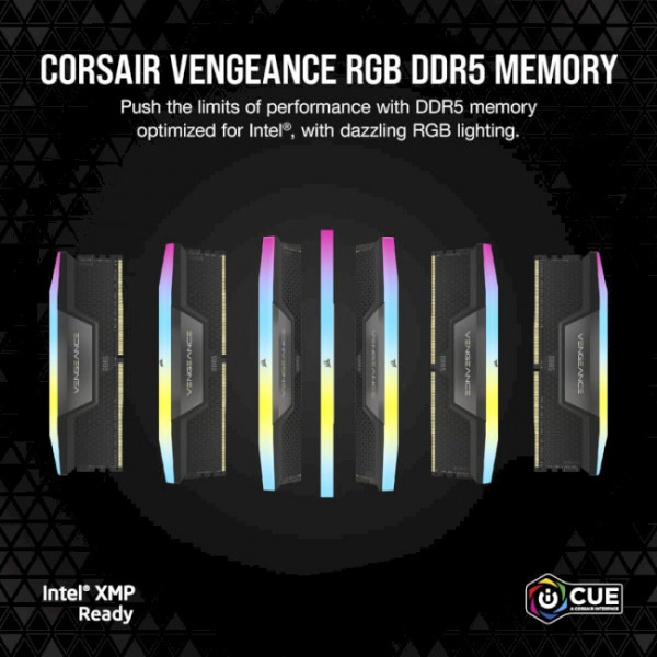 CORSAIR Vengeance RGB Black DDR5 6400MHz 64GB Kit 2x32GB (CMH64GX5M2B6400C32)