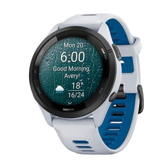 Garmin Forerunner 265 Black Bezel w. Whitestone Case and Whitestone/Tidal Blue S. Band (010-02810-01/11/51) EU