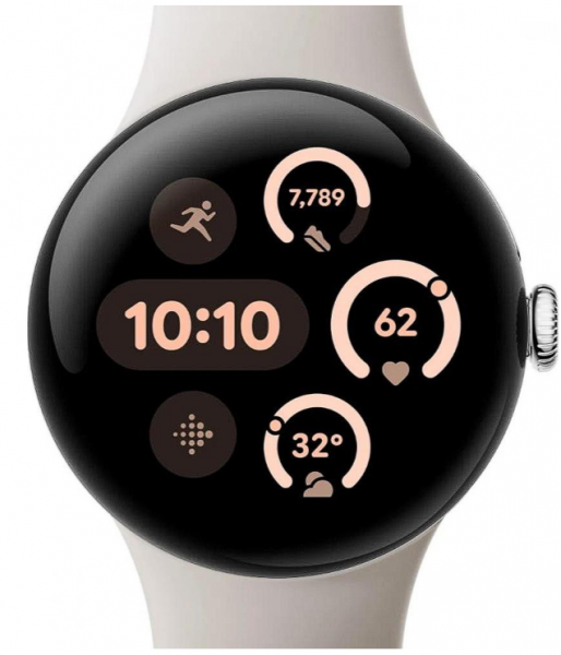 Google Pixel Watch 3 45 mm Wi-Fi Polished Silver Aluminum Case/Porcelain Active Band GA05736-DE EU