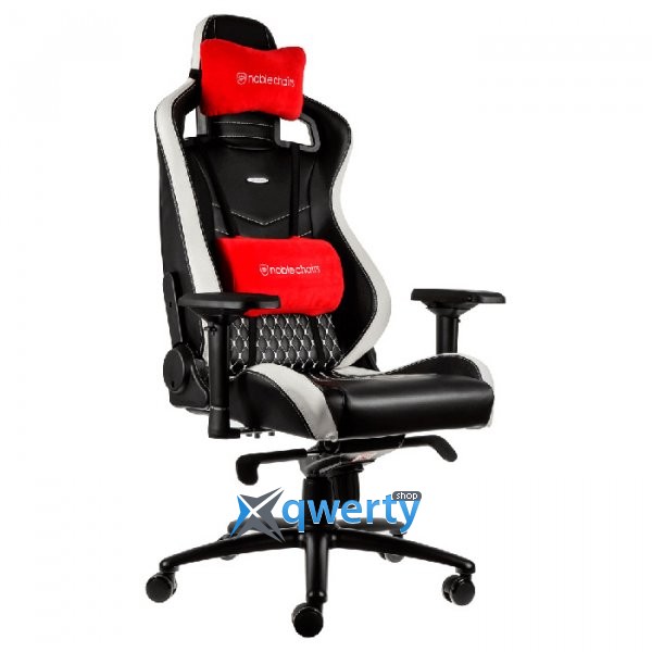 NOBLECHAIRS Epic Series Real Leather Black/Whtite/Red (GAGC-034)