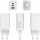 Vention 3-port USB(C+C+A) GaN Charger(65W/30W/30W) EU-Plug White